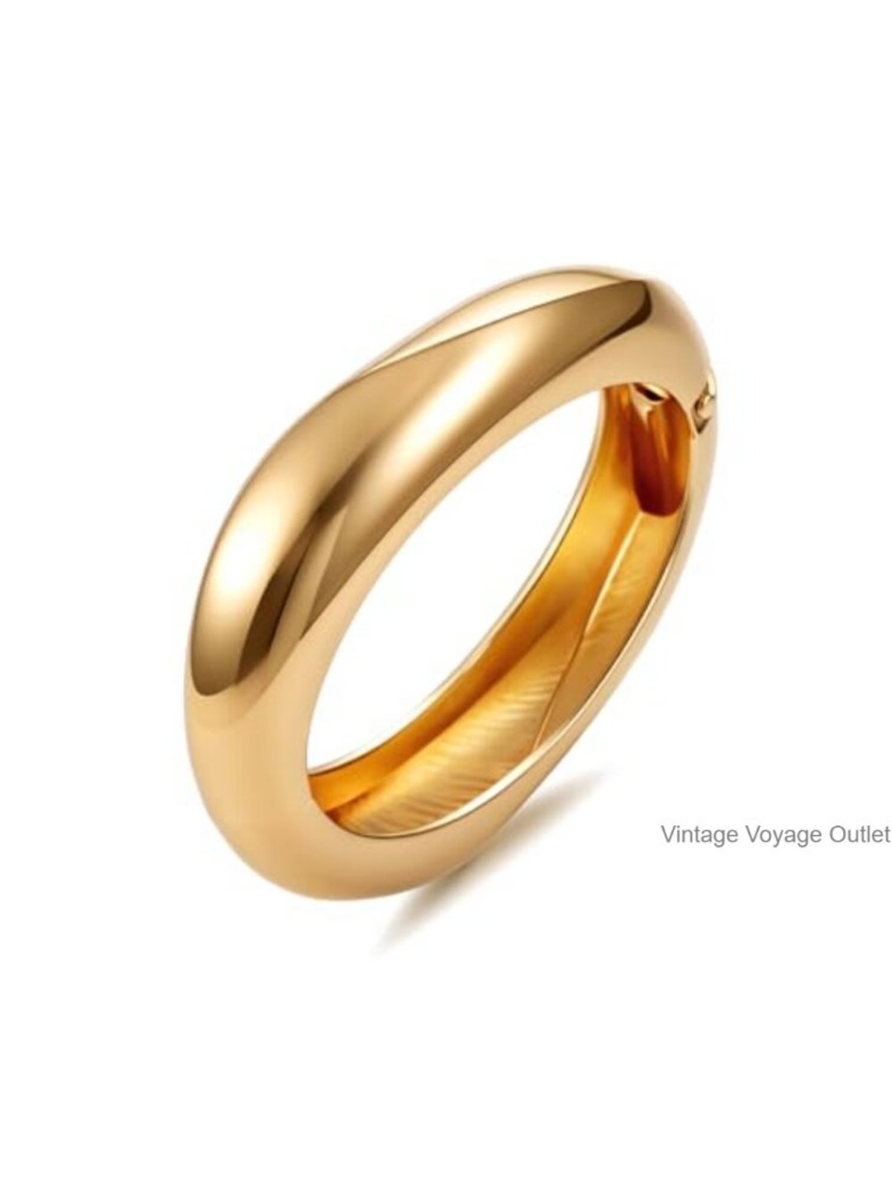 14K Gold Plated Chunky Cuff Bangle Bracelet for Women Adjustable Open